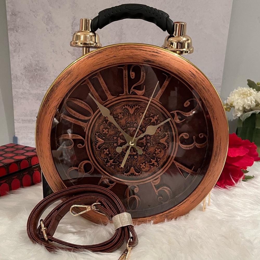 NEW Steampunk Working Clock Shoulder Bag Satchel Tote Wearable Art NWT - Picture 6 of 15